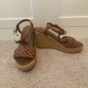 RL - Brown Wedge Espadrille Sandal